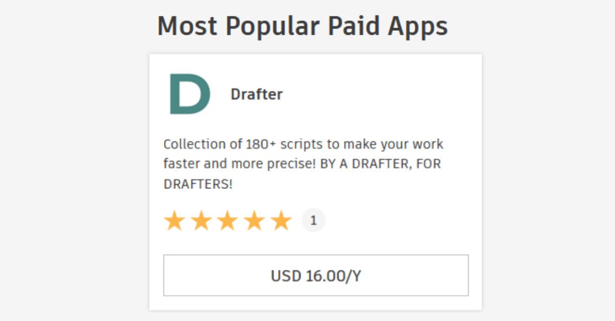 Drafter ended up on the list of the most popular paid apps for Revit on Autodesk App Store!